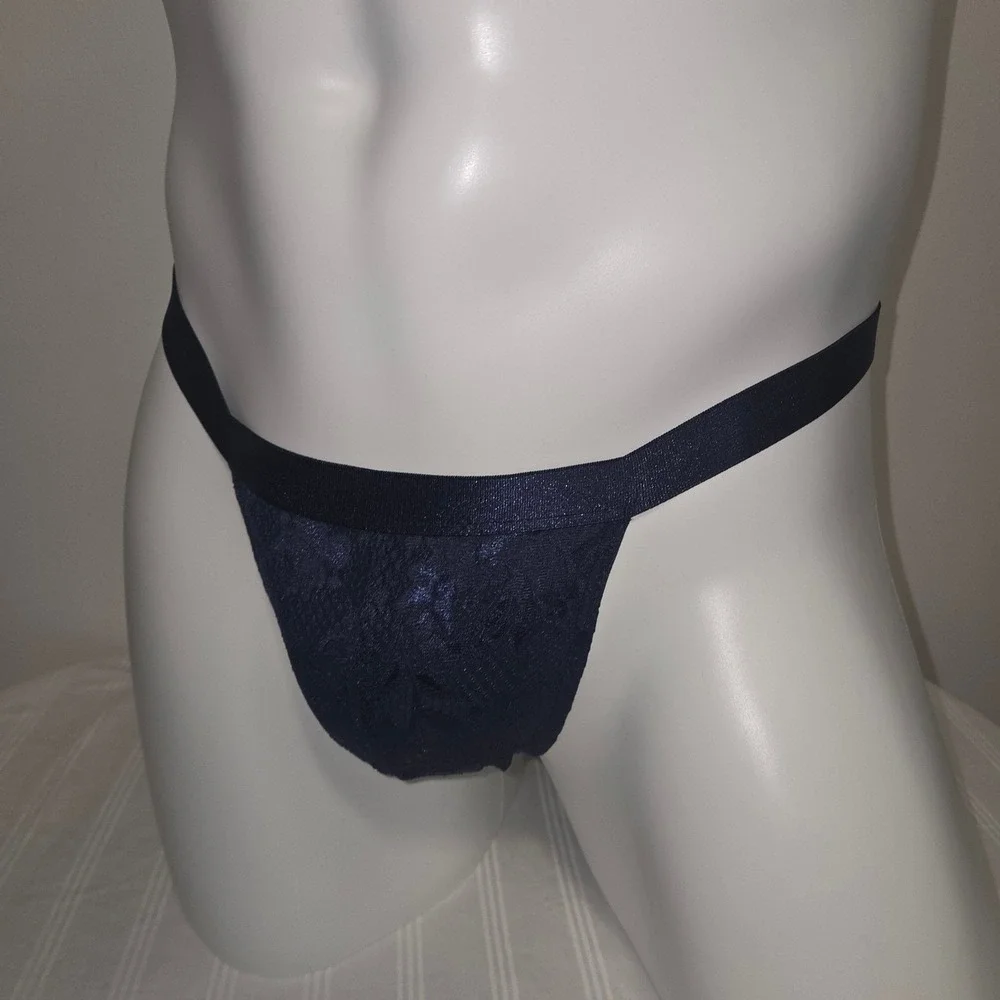 Cosabella luxurious Mens Never Say Never Floral Lace G-String Navy Underwear